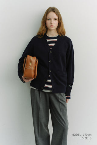 UNISEX BOYFRIEND KNIT CARDIGAN DARK NAVY