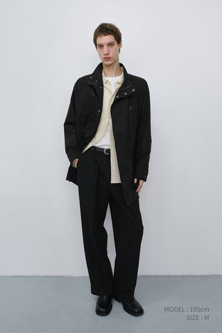 DOUBLE PLEATED WIDE SLACKS BLACK