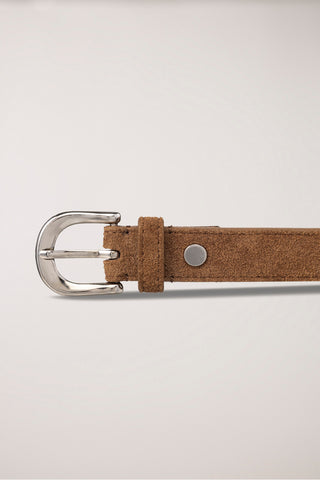D-BUCKLE SUEDE BELT CAMEL