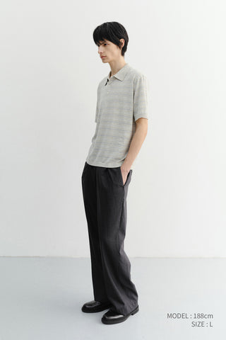 LOUNGE WOOL SLACKS GREY STRIPE