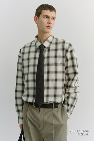 UNISEX 2-WAY OVERSIZED CHECKED SHIRT BLACK OMBRE CHECK