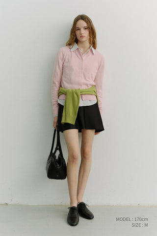 ESSENTIAL CREWNECK KNIT CARDIGAN SOFT PINK
