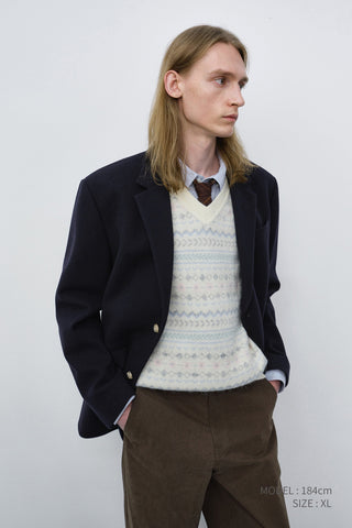 UNISEX CLASSIC 2 BUTTON WOOL BLAZER NAVY