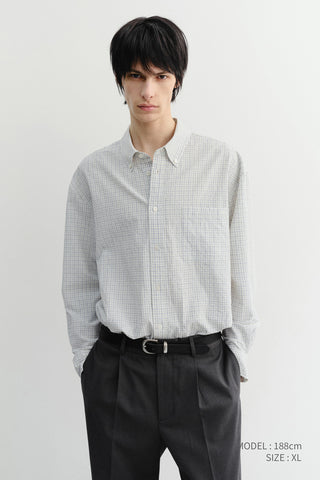 UNISEX SEERSUCKER BD SHIRT IVORY CHECK