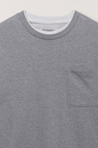 UNISEX LAYERED SET-UP T-SHIRT MELANGE GREY OFF WHITE