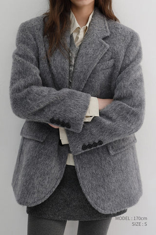 UNISEX ALPACA BLAZER COAT MELANGE GREY