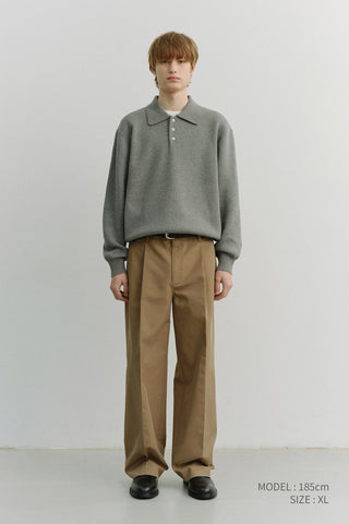 UNISEX CASHMERE COLLARED SWEATER MELANGE GREY