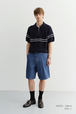 UNISEX LINEN DENIM SHORTS CLASSIC BLUE