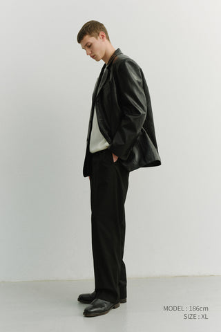 UNISEX 3 BUTTON ALTER-LEATHER BLAZER BLACK