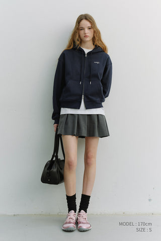 UNISEX CROPPED ZIP-UP HOODIE NAVY