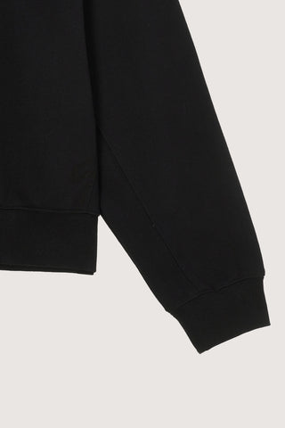 UNISEX LEATHER LOGO HALF ZIP-UP SWEATSHIRT BLACK