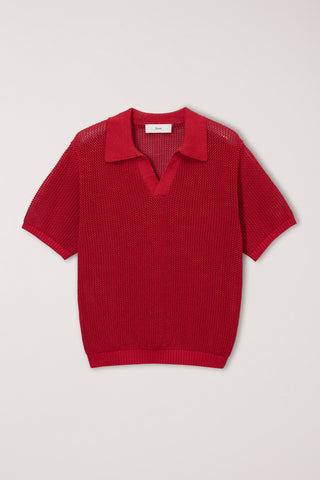 UNISEX CHUNKY POLO KNIT RED