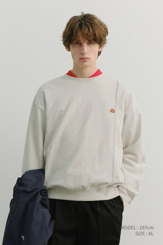 UNISEX DUNST LOGO CREASE SWEATSHIRT OATMEAL MELANGE