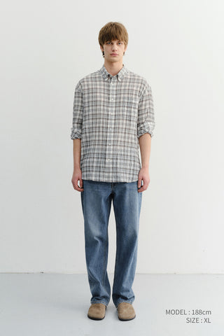 UNISEX SEERSUCKER BD SHIRT SOFT GREEN CHECK