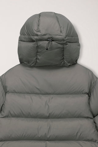 UNISEX HOODED VOLUME GOOSE DOWN JACKET GREYISH KHAKI