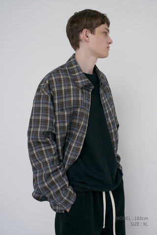 UNISEX QUILTED FLANNEL SHIRT BROWN CHECK
