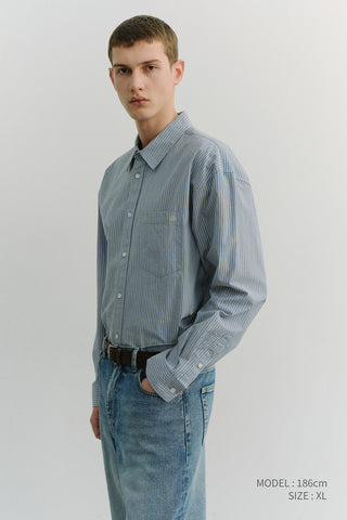 UNISEX 2-WAY OVERSIZED STRIPED SHIRT BLUE STRIPE