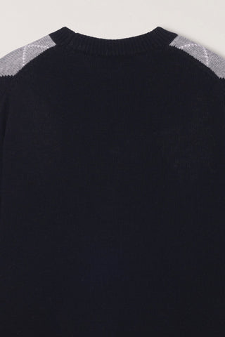 UNISEX ARGYLE CREWNECK SWEATER BLACK