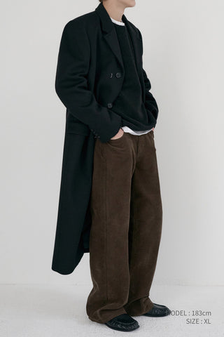 UNISEX 2-WAY 3 BUTTON CASHMERE COAT BLACK