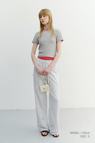 CROPPED SLIM TOP MELANGE GREY