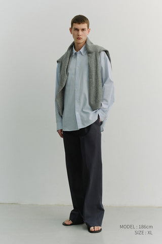 UNISEX OVERSIZED BD STRIPED SHIRT BLUE GREY STRIPE