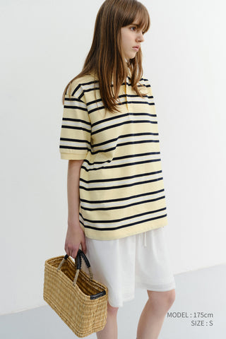 UNISEX STRIPED POLO SHIRT LEMON