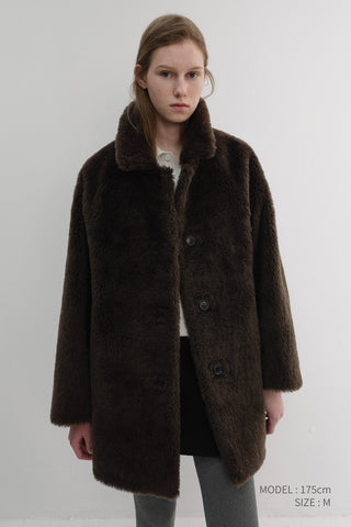 FLUFFY FUR JACKET BROWN