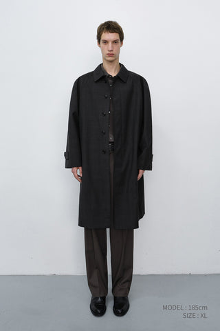 UNISEX H-LINE WOOL MAC COAT BROWN CHECK