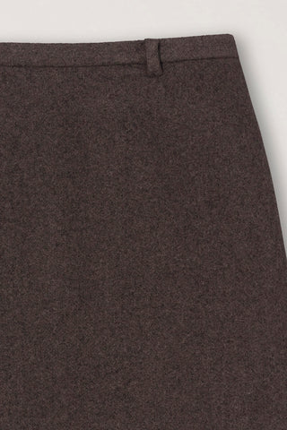 WOOL MINI SKIRT DEEP BROWN