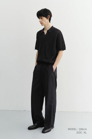 UNISEX CHUNKY POLO KNIT BLACK