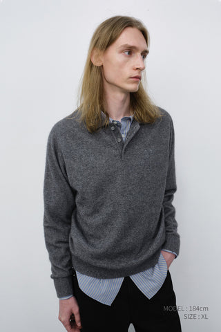 UNISEX COLLARED SWEATER MELANGE GREY