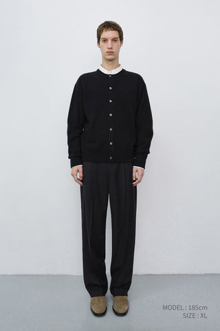 UNISEX CREWNECK KNIT CARDIGAN BLACK