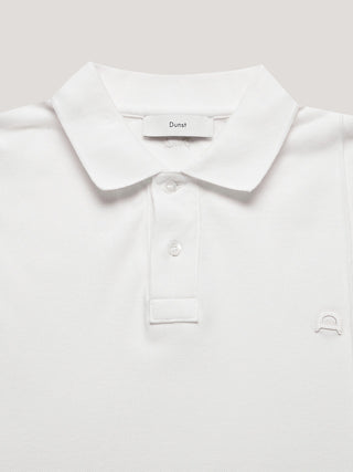 UNISEX LEATHER LOGO POLO SHIRT OFF WHITE