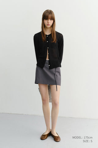 BELTED MINI SKIRT CHARCOAL GREY