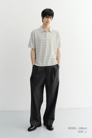 LOUNGE WOOL SLACKS GREY STRIPE