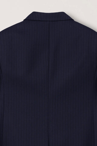UNISEX CLASSIC 3 BUTTON WOOL BLAZER NAVY STRIPE