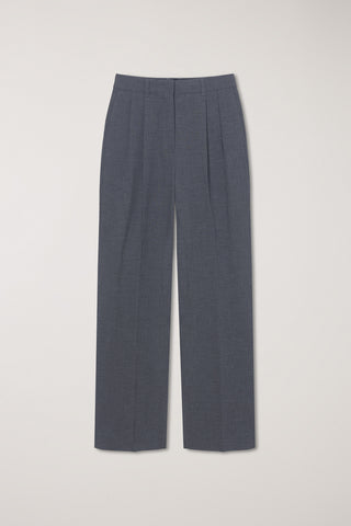 DOUBLE PLEATED SLACKS MELANGE GREY
