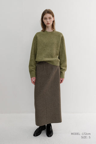 H-LINE LONG SKIRT MELANGE BROWN