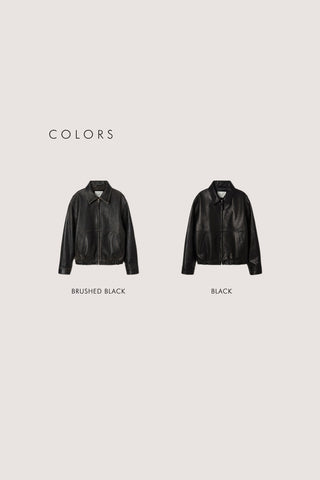 UNISEX DRIZZLER LEATHER JACKET BRUSHED BLACK