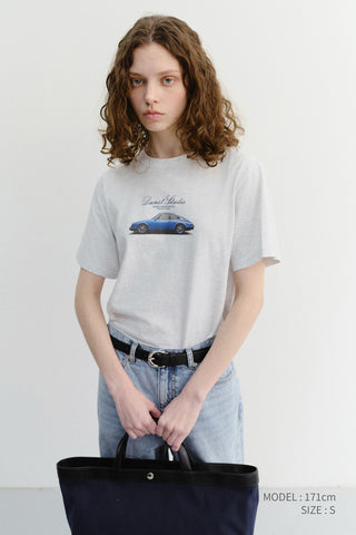 UNISEX SUMMER HOLIDAY CAR T-SHIRT LIGHT MELANGE GREY