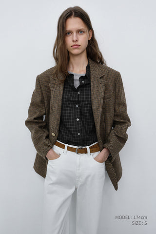 ESSENTIAL SLIM CHECKED SHIRT BLACK