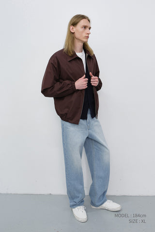 UNISEX COLLARED BLOUSON JACKET BROWN