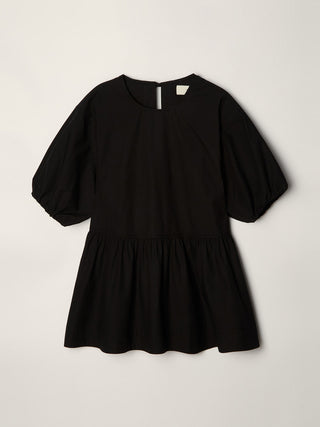RIBBONED BACK SLIT BLOUSE BLACK