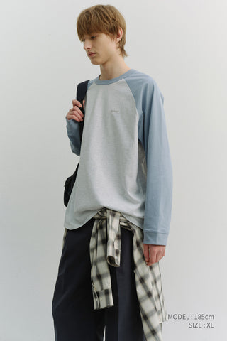 UNISEX RAGLAN T-SHIRT SKY BLUE LIGHT MELANGE GREY