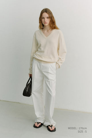PLEATED CHINO SLACKS IVORY