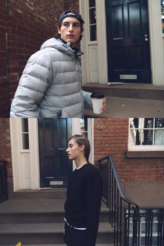 UNISEX LIGHT GOOSE DOWN JACKET GREYISH BLUE