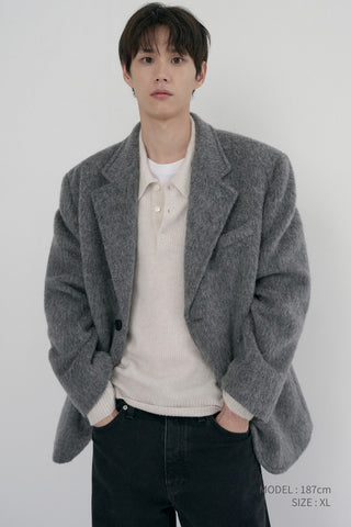 UNISEX ALPACA BLAZER COAT MELANGE GREY