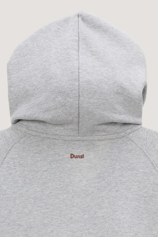 UNISEX LEATHER LOGO ZIP-UP HOODIE MELANGE GREY