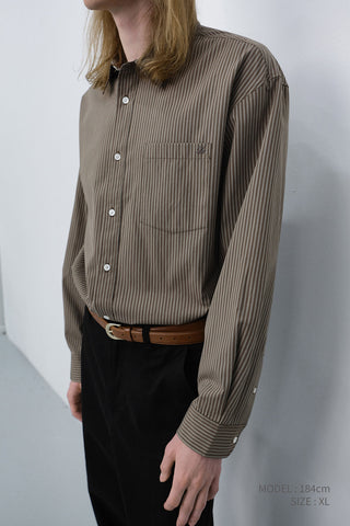 UNISEX INFORMAL SHIRT BROWN STRIPE