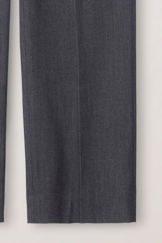 PLEATED SEMI-WIDE SLACKS CHARCOAL GREY